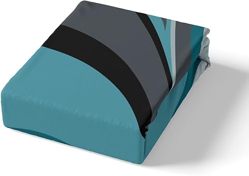Miniatura 4 de Juego de funda de edredón moderna de color azul y gris, tamaño King, elegante juego de ropa de cama de decoración turquesa, funda de edredón de