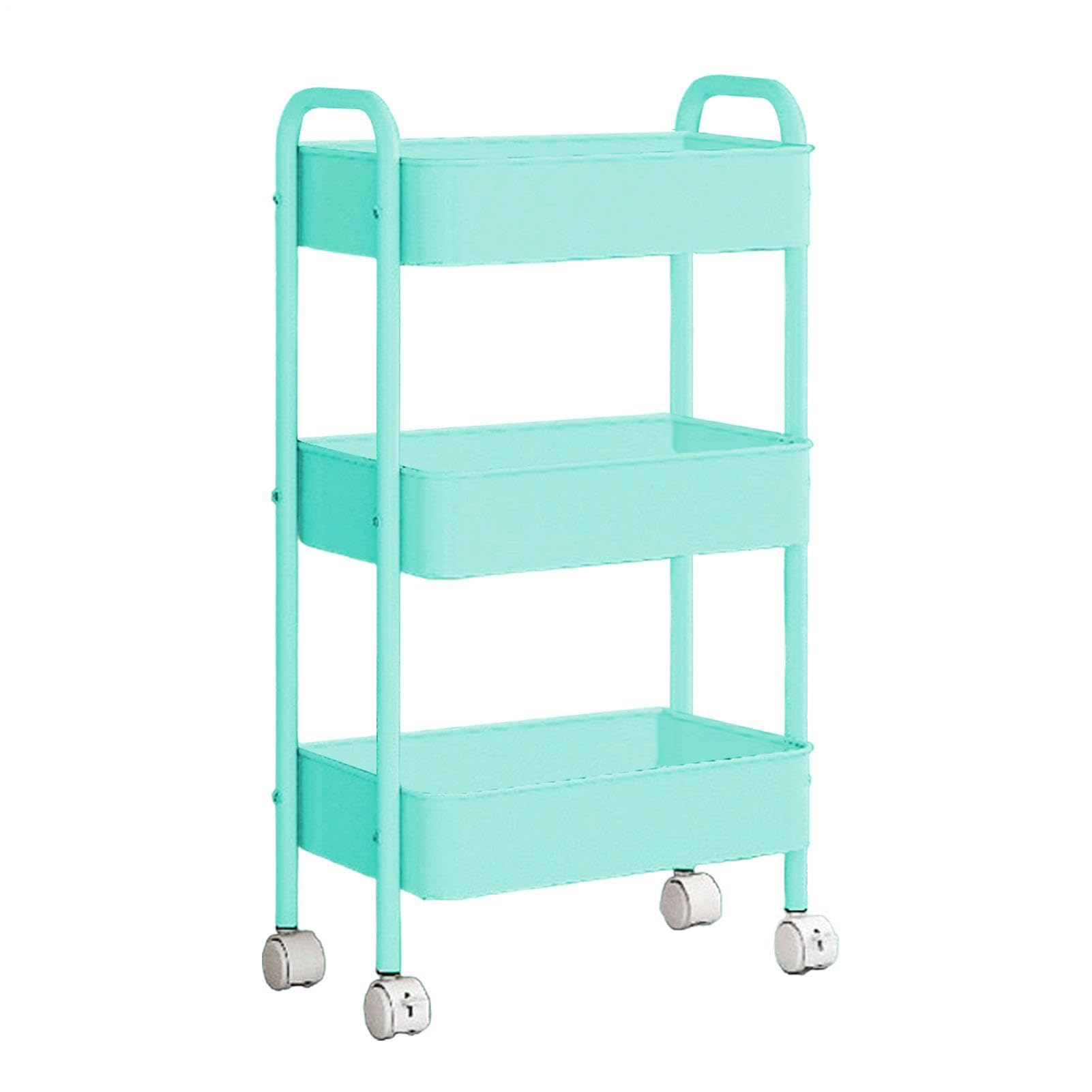 Carrello portaoggetti con ruote, carrello a 3 piani, multifunzionale, mobile | Carrello meccanico a 3 livelli per cucina, camera da letto, bagno