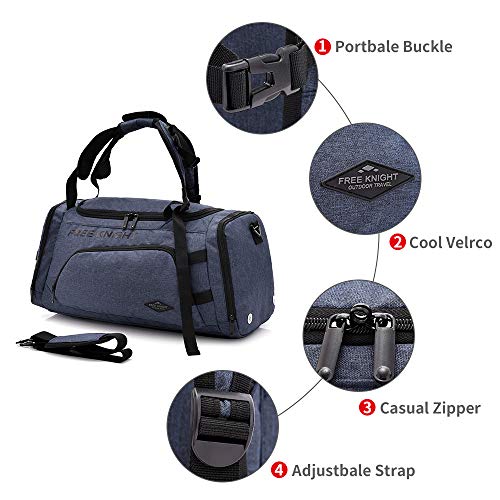 35-40L 3 Way Waterproof Sports Gym Travel Weekender Duffel Bag with Shoe Compartment Overnight Bag (Deep Gray)