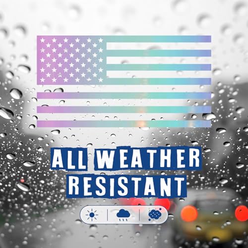 Image of Die Cut Subdued Hologram American Flag Sticker 3 inch X 5 inch Tactical Military Flag USA Decal - Set of 2 Waterproof Vinyl Car Window & Bumper Vinyl Decal for Truck, RV, Laptop, Hard Hat & Helmet