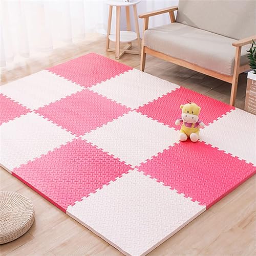 Image of Puzzle Flooring || Kids Interlocking Play mat || Baby Play Mat || Play mats for Kids || 12 MM Thick (6 Tiles - 24 Square Feet, Red - White)
