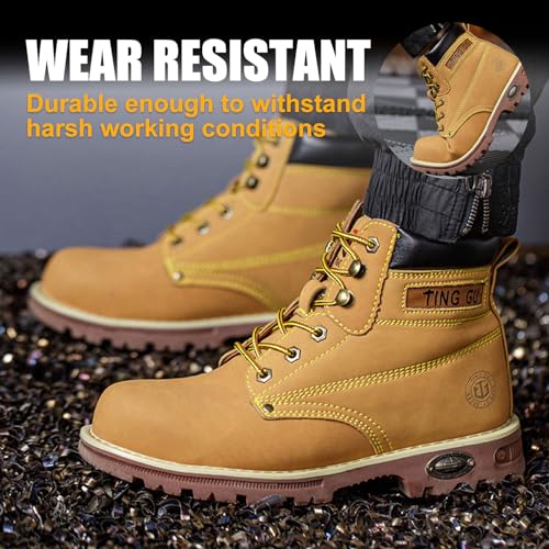 Image of Welding Work Boots for Men Women Slip on Steel Toe Safety Shoes Comfortable Indestructible Work Boots Puncture Proof Lightweight Breathable Construction Shoes