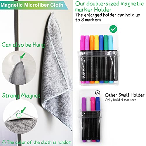 Acrylic Magnetic Dry Erase Board For Fridge 17X13" Magnetic Whiteboard For Fridge Magnetic Acrylic Dry Erase Board For Refrigerator Clear Acrylic Board Magnet White Board For Fridge Wall 8 Markers #TOP3