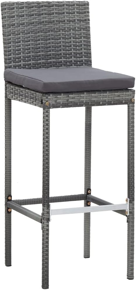 9 Piece Patio Bar Set Poly Rattan and Acacia Wood Gray, Outdoor Furniture Set, Patio Seating Set, Garden Lounge Furniture, Lounge Seating Set for Garden, Poolside, and Deck