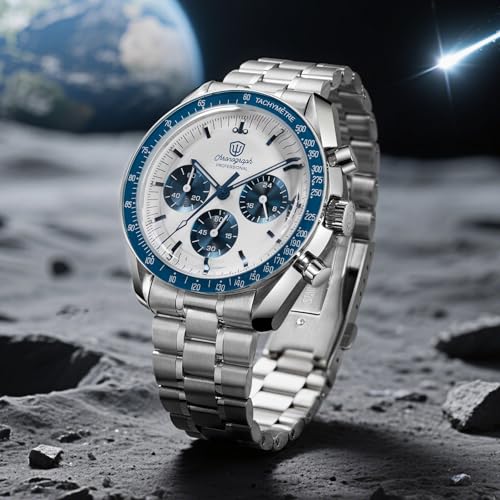 Image of watchdives WD1863 Men Chronograph Watch Japan VK63 Quartz Sports Watches 40mm Bubble Sapphire Crystal Wristwatch 100M Dive Watch