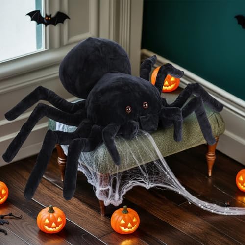 HyDren Giant Spider Plush Stuffed Animal Spider Toy Soft Cute Decorations Indoor Pillow Gifts for Kids Bedroom Decor for Birthday Party Hugging Pranks Sofa Couch Bed(15.75 x 9.84 Inch)