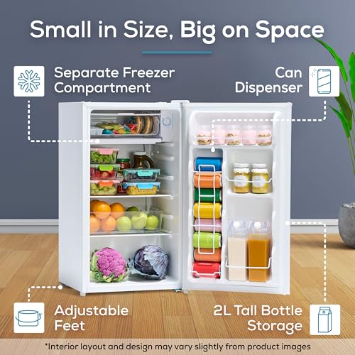 Image of Igloo 3.2 Cu.Ft. Mini Fridge with Freezer - Single Door Compact Refrigerator with Glass Shelves for Homes, Dorms & Offices- Keep Snacks, Drinks & Frozen Foods Cool with Temperature Control Mini Fridge