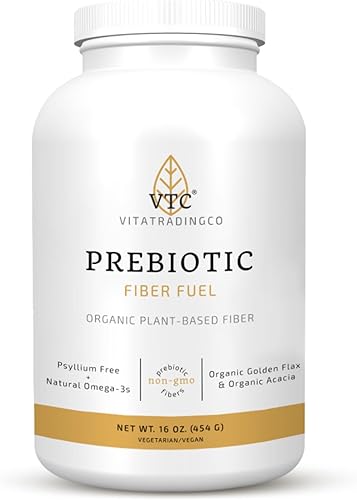 VTC VitaTradingCo. Polvo de combustible de fibra prebiótica Suplemento de fibra orgánica a base de plantas Salud intestinal y digestiva Omega-3