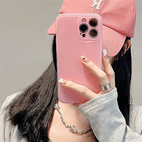 Coque pour iPhone 13 souple pailletée rose texture douce