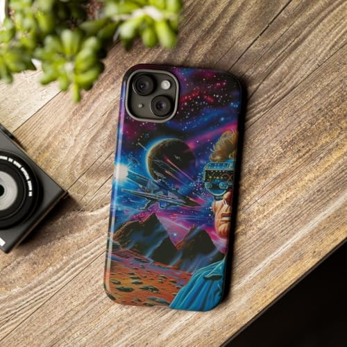 Coque iPhone 15 Plus anti-choc rigide brillante au design space battle - 3
