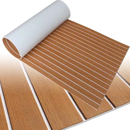 HZCHIONE Boot Bodenbelag Eva Schaum Boot Decking 240x112cm Faux Teak Marine Teppich Boot Bodenbelag rutschfeste Selbstklebende Schaum Boot Deck Mat Rolls Blatt für Motorboote Ponton Yacht