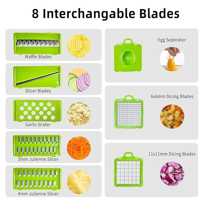 14 in 1 Vegetable Chopper Vegetable Cutter Mandoline Vegetable Slicer - Veggie Onion Potato Salad Food Chopper Manual-Veg Chopper and Dicer/Julienne- Kitchen Tools & Gadgets | Grey - Image 5