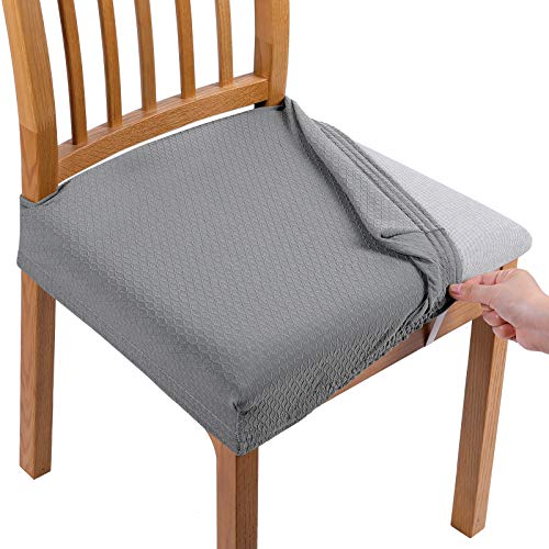 Best Cyber Monday 🔥 smiry Stretch Jacquard Chair Seat Covers for Dining Room, Removable Washable Anti-Dust Chair Seat Protector Slipcovers - Set of 4, Light Grey Black Friday - 50% OFF smiry Stretch Jacquard Chair Seat Covers for Dining Room, Removable Washable Anti-Dust Chair Seat Protector Slipcovers - Set of 4, Light Grey