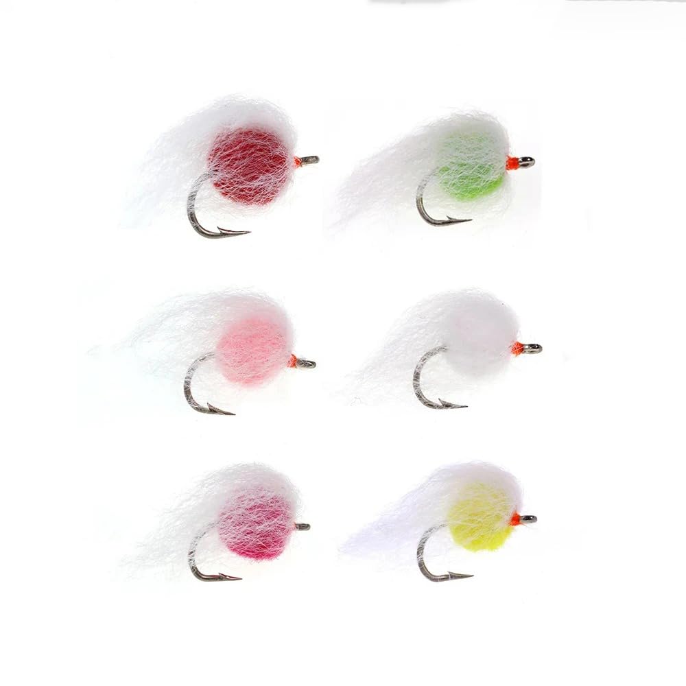 5-Piece 6Colors12#Nuke Egg Fly/Glo Bug Fly (Suitable for Trout/Grayling/Char)