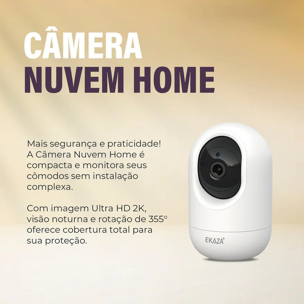 EKAZA Câmera Nuvem Home Inteligente WiFi 3MP Ultra HD 2K EKGD-T4117