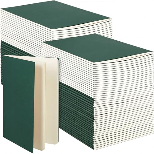 Image of Mimorou 100 Pcs A5 Journals Notebooks Bulk,Green,Unlined | Kraft Softcover Small Notebooks 5.5 Inch x 8.3 Inch Notepads with 60 Page 30 Sheet for Writing Sketch Travel Office Supplies