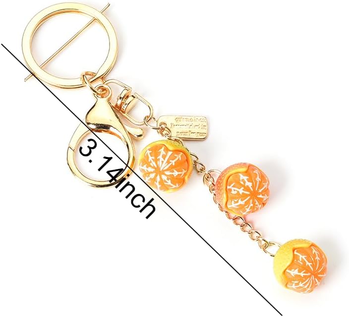 Simulated Food Fruit Orange Keychain Accessories for Women Teen Girls Cute 3D Cartoon Novelty Keychains for Adults Female Gold Resin Purse Car Backpack Cell Phone Case Keychains Gifts for Friends Mom - Image 6