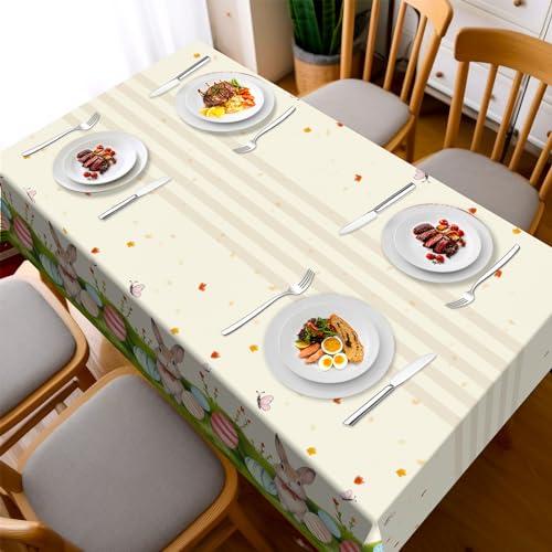 Image of Childom 3 Pack Easter Decorations Easter Tablecloths Disposable Plastic Tablecloths 54 inchx108 inch Bunny Table Cloths Rectangle Tables for Party Supplies,Holiday Table Covers for Home Dinner Outdoor Picnic
