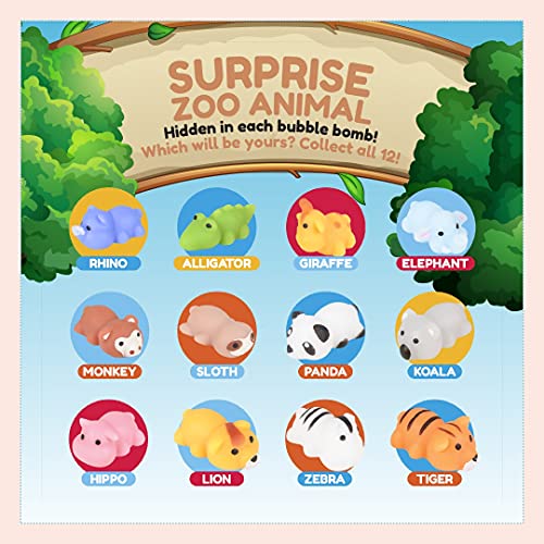 Two Sisters Zoo Animal Squishy Bubble Bath Bombs For Kids With Surprise Squishy Toys Inside 6 Large 99% Natural Fizzies In Gift Box. Moisturizes Dry Skin. Releases Color, Scent, Bubbles #TOP1