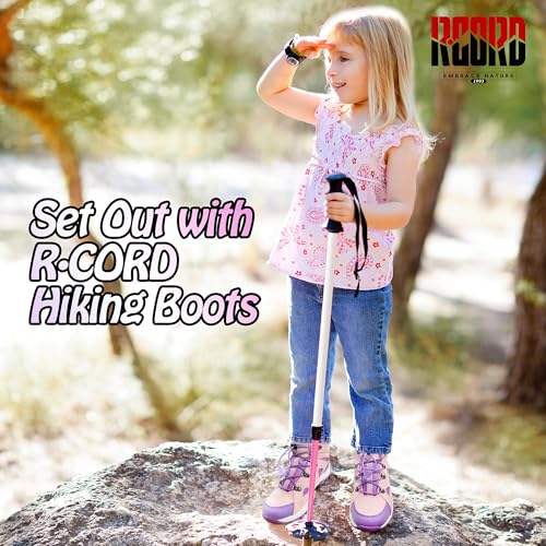 R CORD Girls Hiking Boots Kids Anti Collision Hiking Boots Non Slip Sneakers Outdoor Trekking Walking Climbing Running Sneakers Pink 4 Big Kid by R CORD - Image 6
