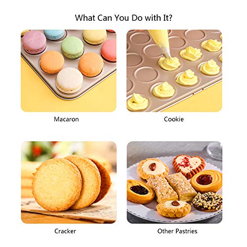 Valorilimit Cookie Sheet Macaron Pan, Non-Stick Carbon Steel Shallow Bakeware For Baking Pastry, Cookie, Macaron, Brioche(Champagne Gold, 35 Capacity) #TOP2