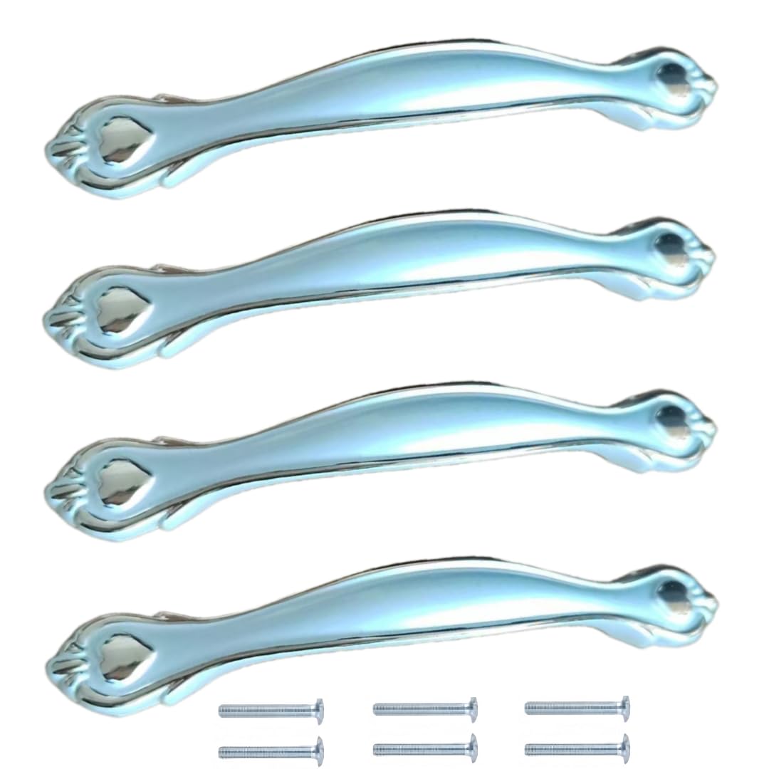 NLQCSXWEP Zinc Alloy Cabinet Bow Handle, Zinc Alloy Aluminum Cabinet Handles 4-Pack Multicolor(727-96mm Silver)