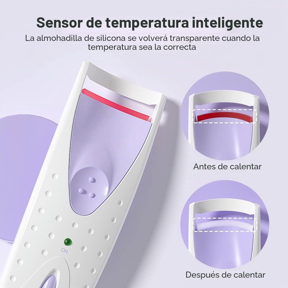Rizador de Pestañas Electrico, TOUCHBeauty Rizador de Pestañas Termico, Rizador de Pestañas con Calefacción, Calentamiento rápido – Rizador de ojos maquillaje AG-2003B(Morado)