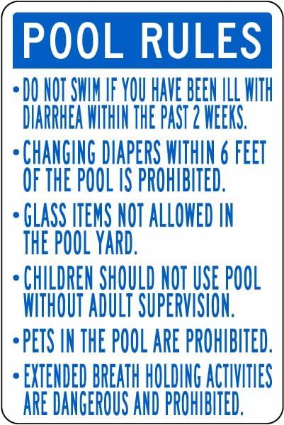 Señal Pool Rules Metal 8x12 pulgadas para hogar miniatura 1