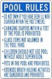 Texas Pool Rules Sign Property/Security Recreation Signs Metal Tin – 12 x 16 Inch for Home or Work