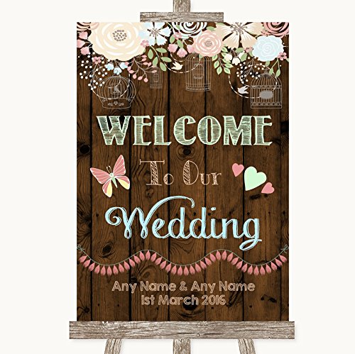 Rustic Floral Wood Wedding Sign Collection Rustic Floral Wood Welcome to Our Wedding Wedding Sign