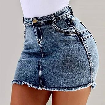 YMKCBB Falda Corta Falda Vaquera Mujer Jeans De Cintura Alta Minifalda  Verano Tallas Grandes Push Up Ripped Denim Faldas Cortas Streetwear M Azul  : Amazon.es: Moda