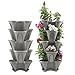 Houseables 5 Tier Planter, Stackable, 28" H x 12" W, Polypropylene, Grey, Vertical, Self-Watering, 5-Tiered Pots, Indoor/Outdoor Strawberry Garden Kit, for Flowers, Vegetables, Herbs, Gardening