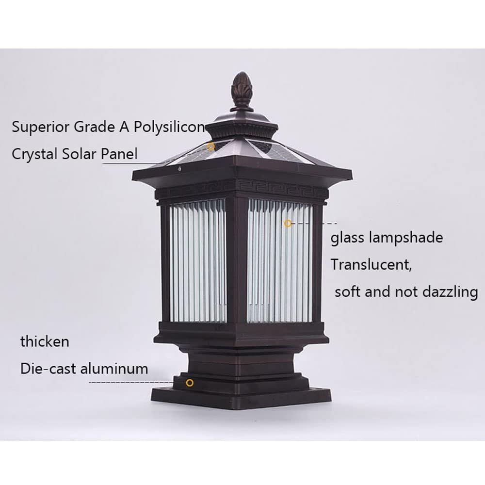 Osobowość Solarne Lampy Słupkowe, Zewnętrzne IP55 Wodoodporne LED Lampy Słupkowe, Dziedziniec Europejskie Oświetlenie Solarne Lampy Słupkowe, Do Willi, Ogrodu, Ogrodzenia(One Color-6.1in)