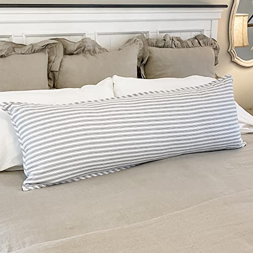 Timeless Ticking Gray Body Pillow Cover, Soft White and Gray