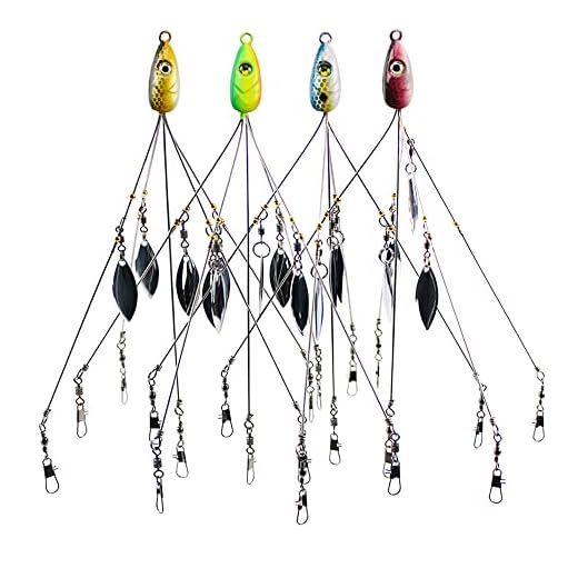 Lixada 5 Arms Alabama Umbrella Rigs with Barrel Swivels Ultralight Fishing Lures Bait Rigs for Bass Lures (4 Pcs)