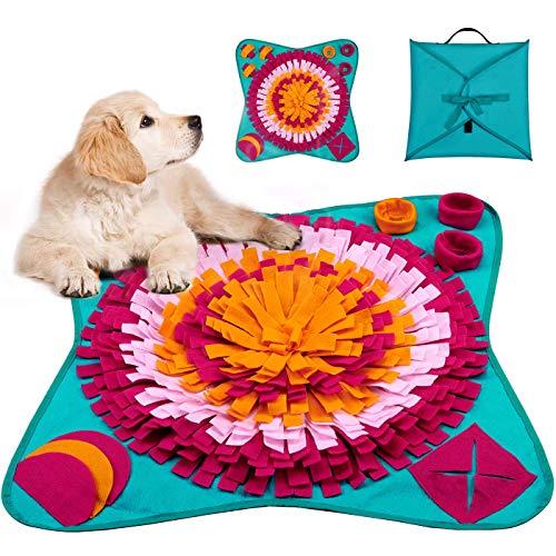 LIVACASA Solide Snuffle Mat Chien Tapis de Fouille Chat Lavable en Machine Pliable Jouet Chien Chat Tapis Educateur Jeu pour Chien Chat Rouge/Bleu