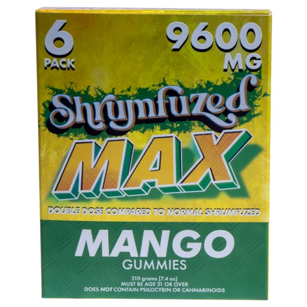 Gomitas nootrópicas patentadas de Shrumfuzed MAX 9600 mg - Mezcla de hongos nootrópicos de melena de león, reishi, chaga y cordycep (6, mango)