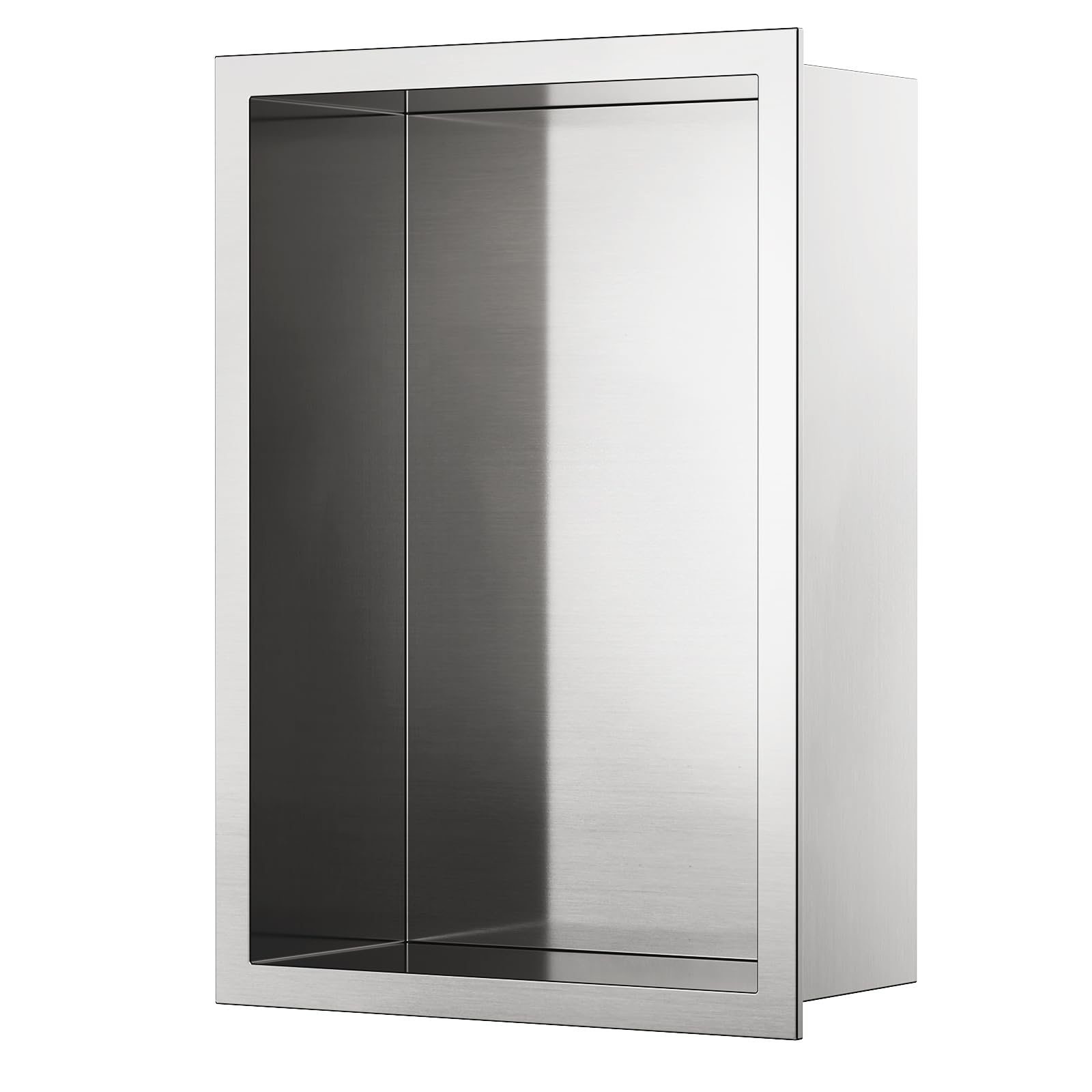 KEOKBON Shower Niche Stainless Steel, 20x30cm Niche Wall Insert, Recessed Shower Shelf No Tile Required Bathroom Storage for Shower Essential, Nano-silver