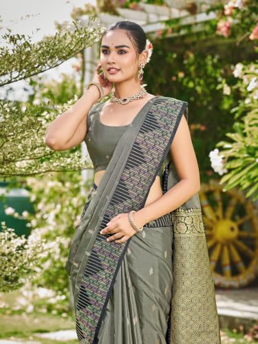 MANOHARI grey banarasi silk saree – image 6