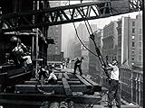 Construction Builder Worker Man Crane Retro Old BW 32x24 Print Poster