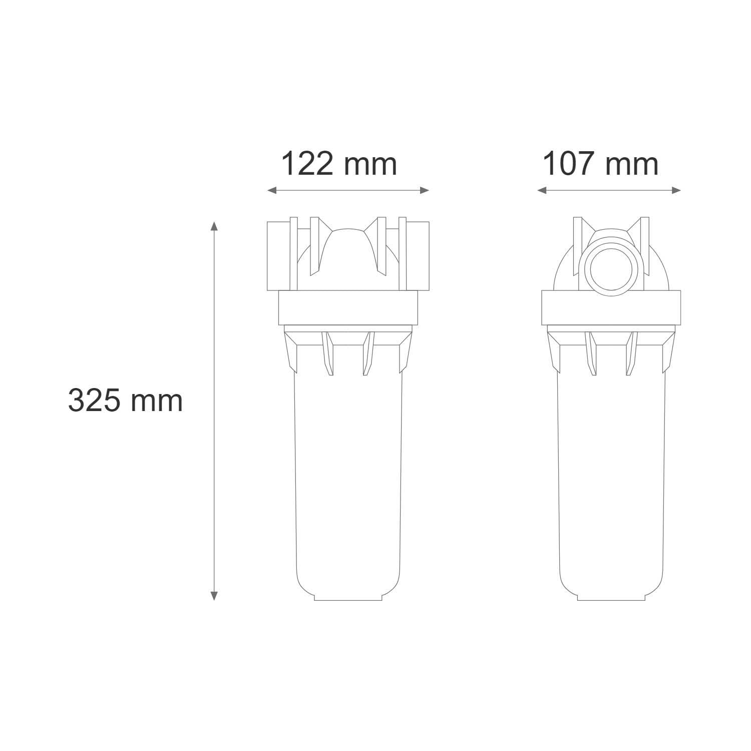 1 Stufe 10 Zoll Inline-Wasserfilter Gehäuse 2,5 cm Anschlüsse mit Wandhalterung und Schlüssel