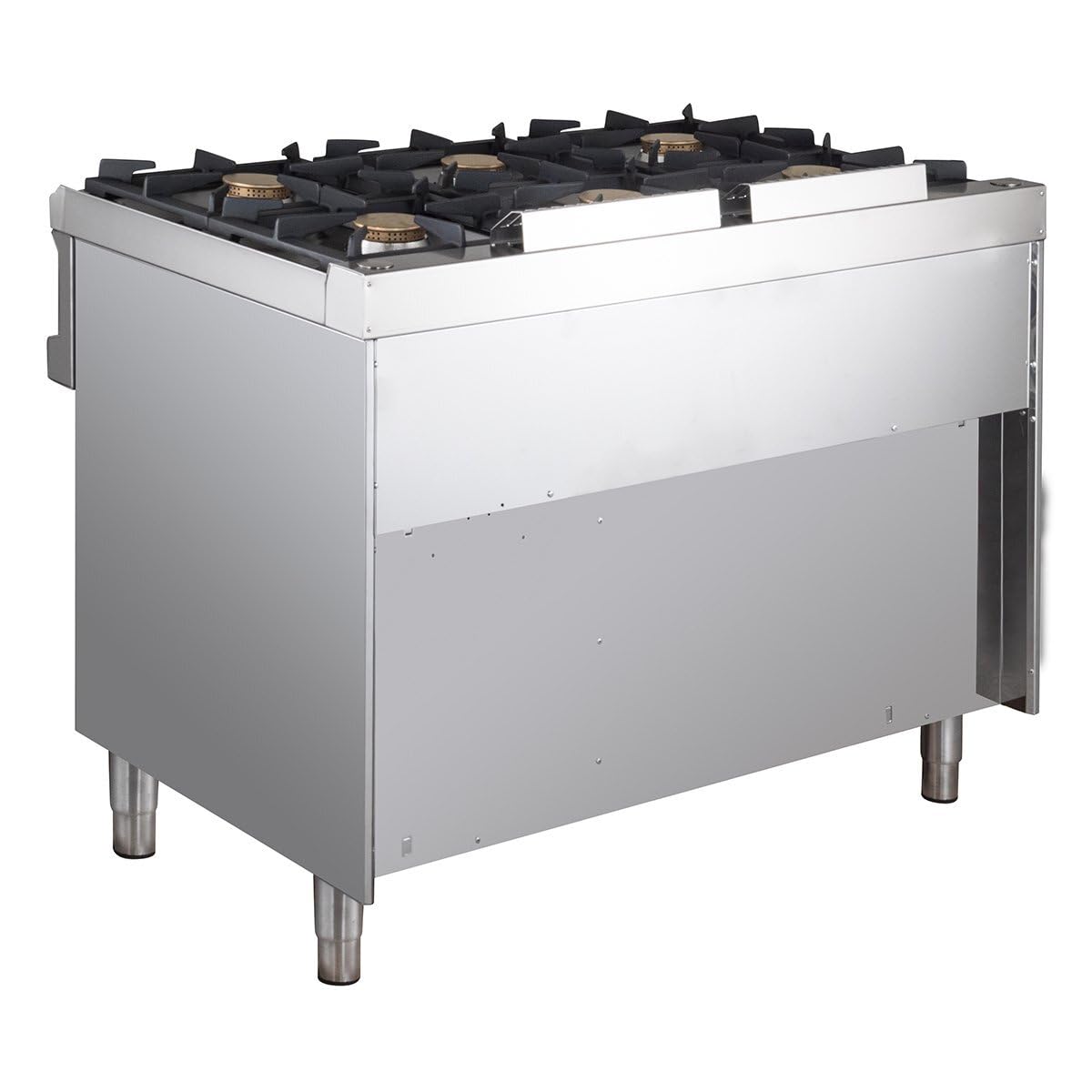 GastroHero Gasherd 6 Brenner 42 kW Serie 700 Edelstahl Standgerät offen Unterbau Made in Italy Profi Gasherd Gastronomie