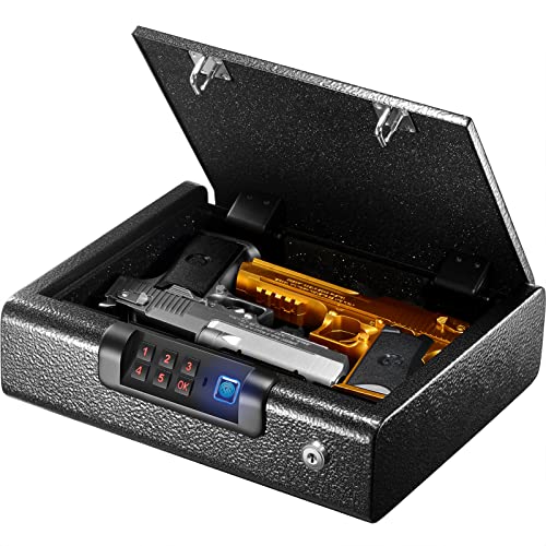 BILLCONCH Gun Safe,Biometric Gun Safe for Pistols 4-Ways unlock Safe | View log, Manage & Unlock by APP | Fingerprint | Digital PIN | Key Unlock