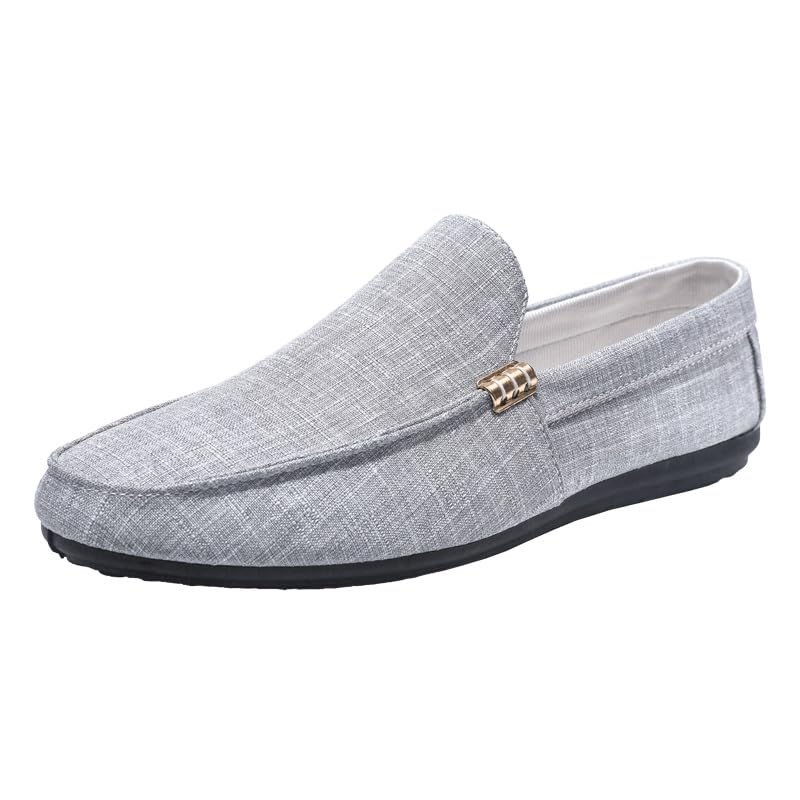 Loafers for Men Round Toe Suede Solid Color Cloth Shoes Flexible Slip Resistant Anti-Slip Classic Slip-ons