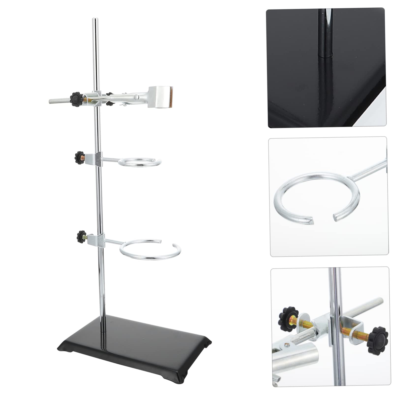 ABOOFAN Support de Laboratoire en Fer 50 Cm Base Stable, Ensemble D’anneaux de Support Détachable, Kit D’équipement de Métallurgie pour Expériences de Chimie et Physique