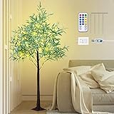 Remon 6Ft Artificial Olive Tree Light Indoor, 8 Flashing Dimmable Modes, Timing Lighted 240 LED Warm Lights Olive Tree with Remote Control Plug in for Spring Easter Christmas Home Outdoor Decor
