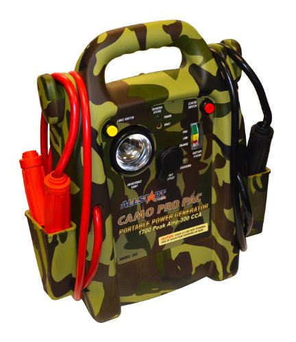 Cal-Van Tools Allstart 555 Pro Pac Jump Starter [Camo] with AC Inverter, Multi-Position Light, 4 Gauge Cables, Copper Clamps, Battery Status Indicator. Automotive Accessories,One Size - Thumbnail 2