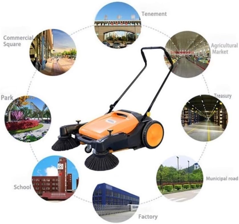 Outdoor Hand Push Sweeper Hand Pushed Sweeping Machine, Unpowered, Industrial Factory, Warehouse, Workshop Cleaning Vehicle Sweeping Machine