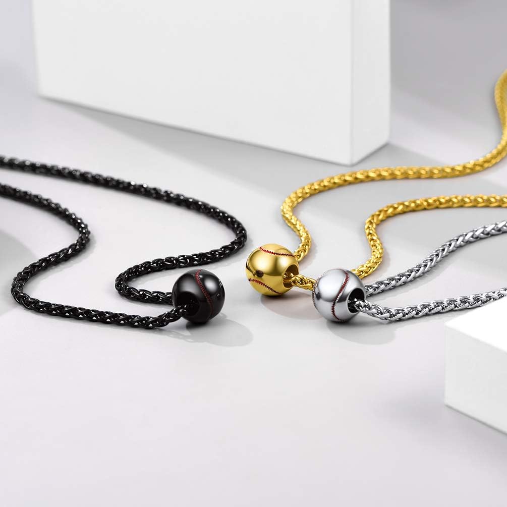 PROSTEEL 316L Stainless Steel 3D Football/Basketball/Volleyball/Baseball/Rugby Ball Cool Necklaces for Men, Sports Players Favors Jewelry, 22inch, Come with Box - Image 4