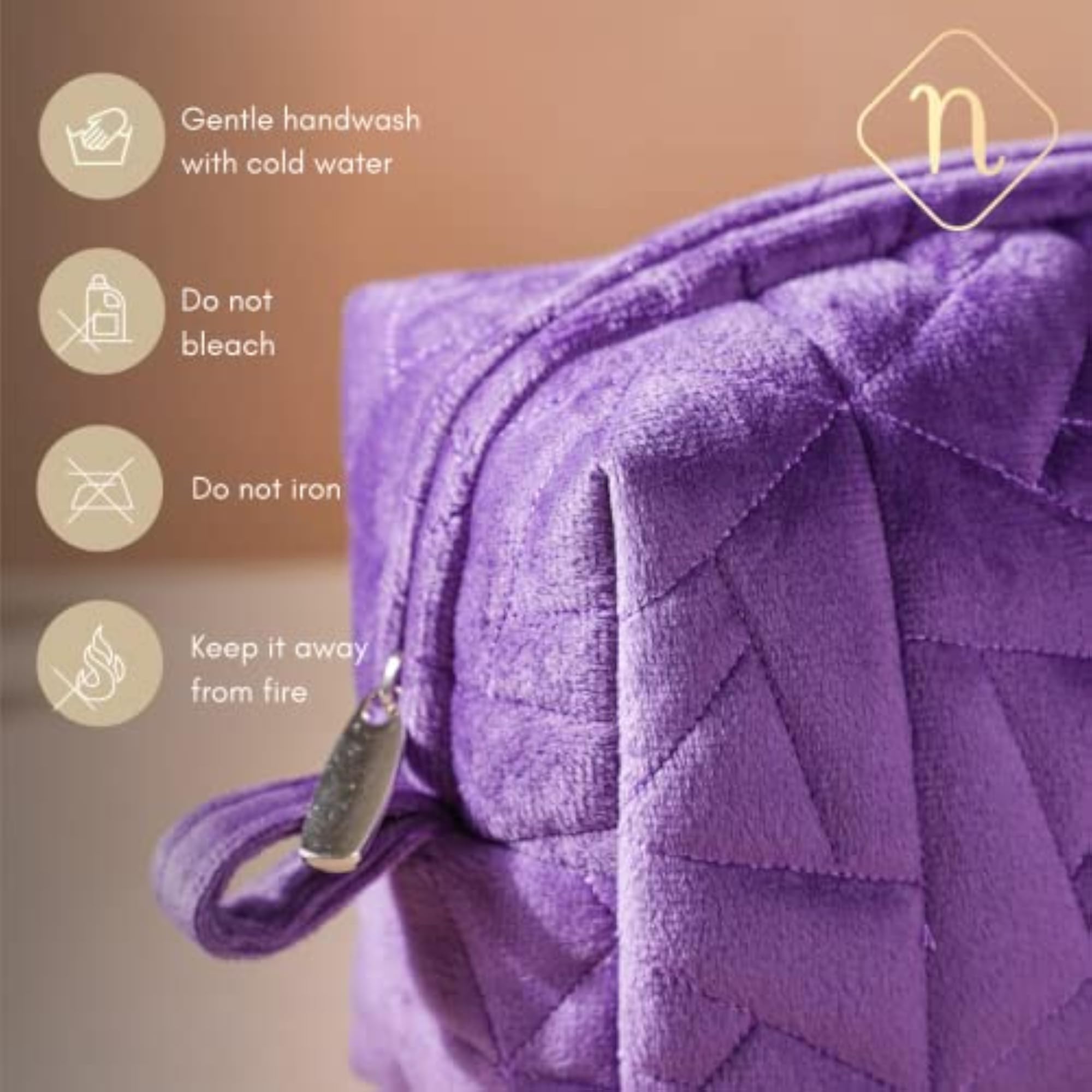 Purple Makeup Pouch Organizer Kit for Brushes and Toiletries